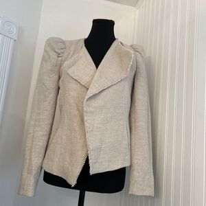 Zara Linen and Cotton Puff Sleeve Blazer